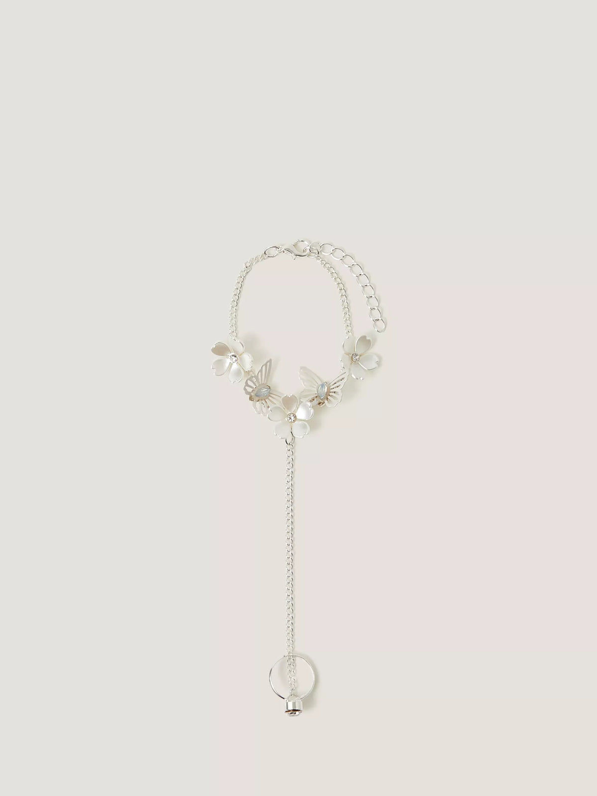 Monsoon kids flower butterfly ring chain bracelet multi, UK version