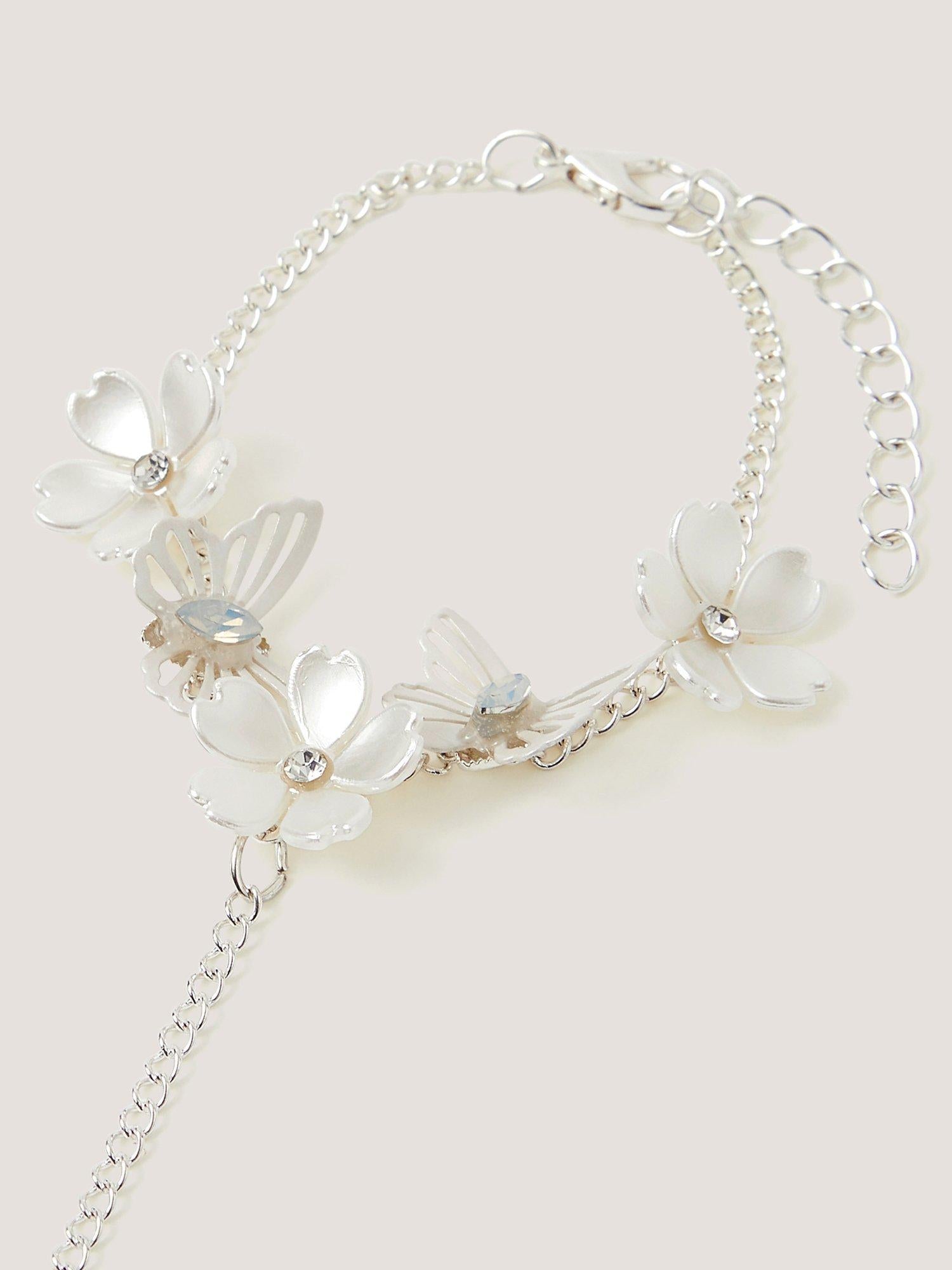Monsoon kids flower butterfly ring chain bracelet multi, UK version