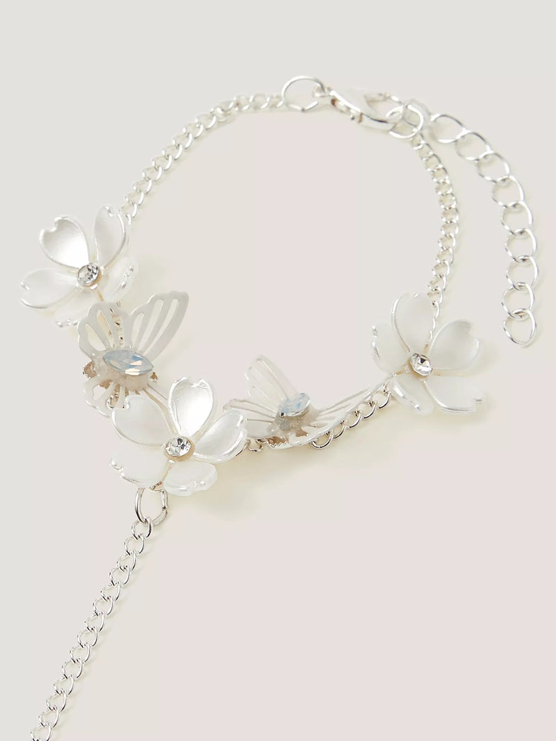 Monsoon kids flower butterfly ring chain bracelet multi, UK version
