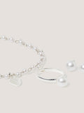 Monsoon kids pearl jewellery set bracelet ring earrings silver, UK version