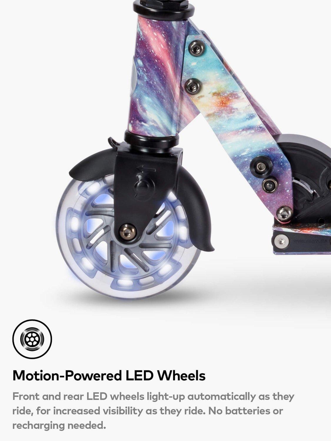 Micro Scooters Sprite LED Intercosmic scooter with glow-in-the-dark frame, imported from the UK