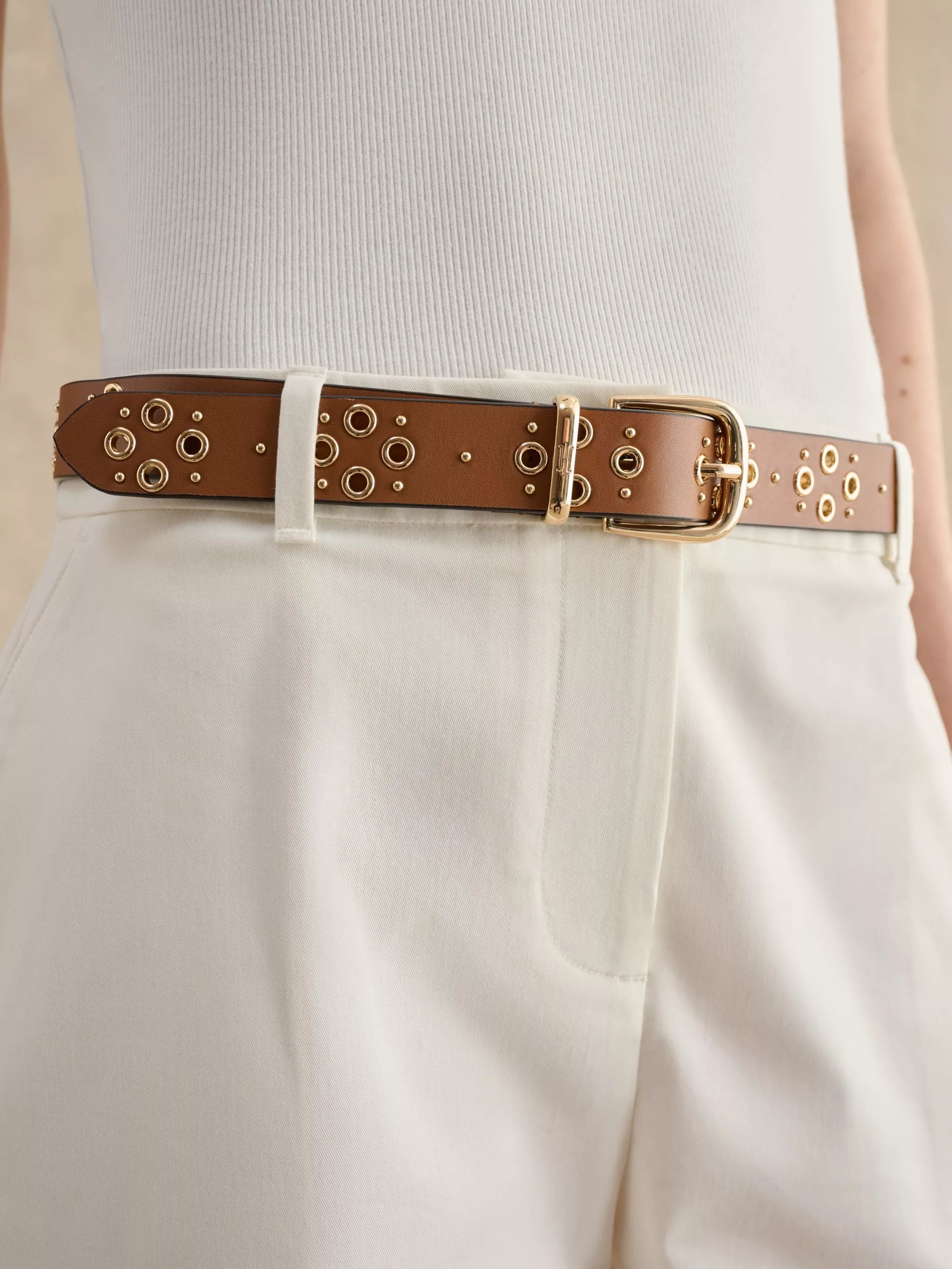 Hobbs Nima eyelet leather belt tan, imported from the UK