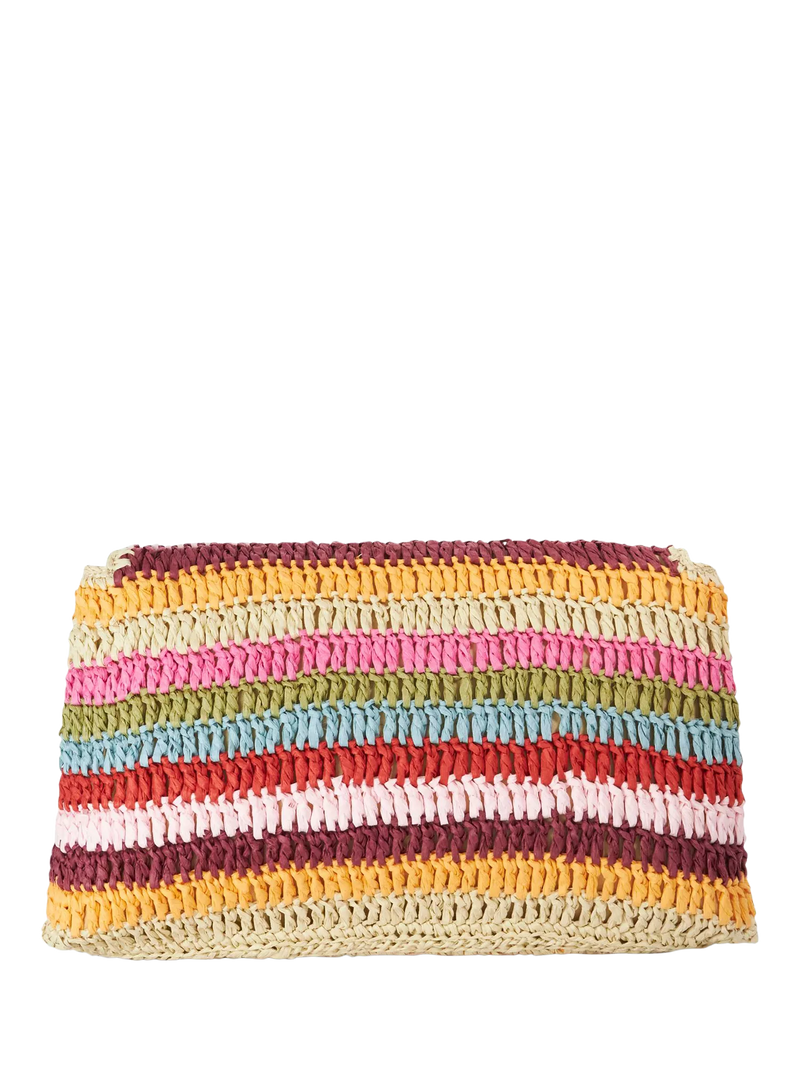 Dune London Essentials multicoloured raffia clutch bag with stripe, UK version