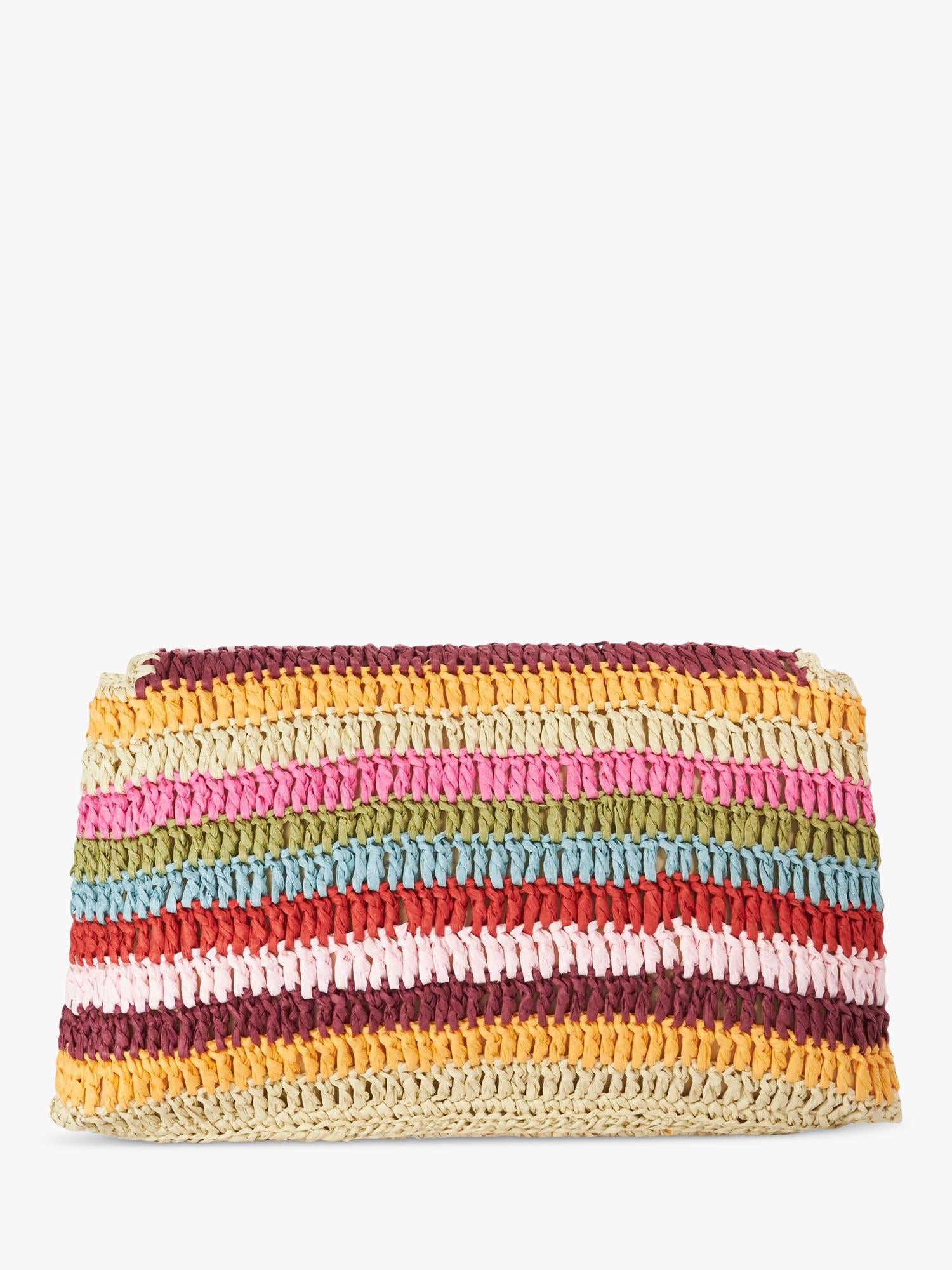 Dune London Essentials multicoloured raffia clutch bag with stripe, UK version