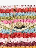 Dune London Essentials multicoloured raffia clutch bag with stripe, UK version