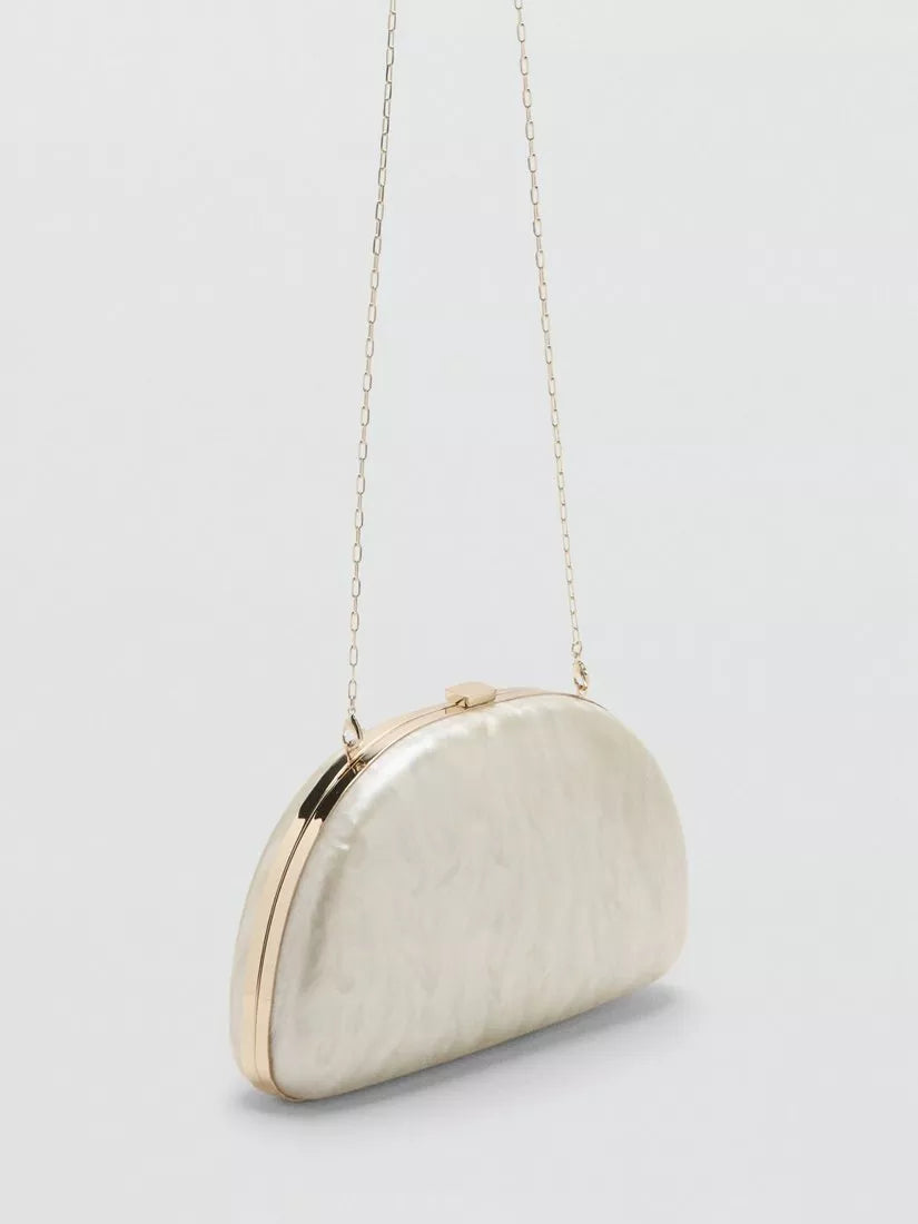 Mango clutch bag in ice with chain strap, imported from the UK