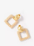 Mint Velvet square drop pearl earrings gold toned, UK version