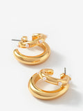Mint Velvet double hoop pearl earrings gold tone 2cm (British brand)