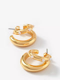 Mint Velvet double hoop pearl earrings gold tone 2cm (British brand)