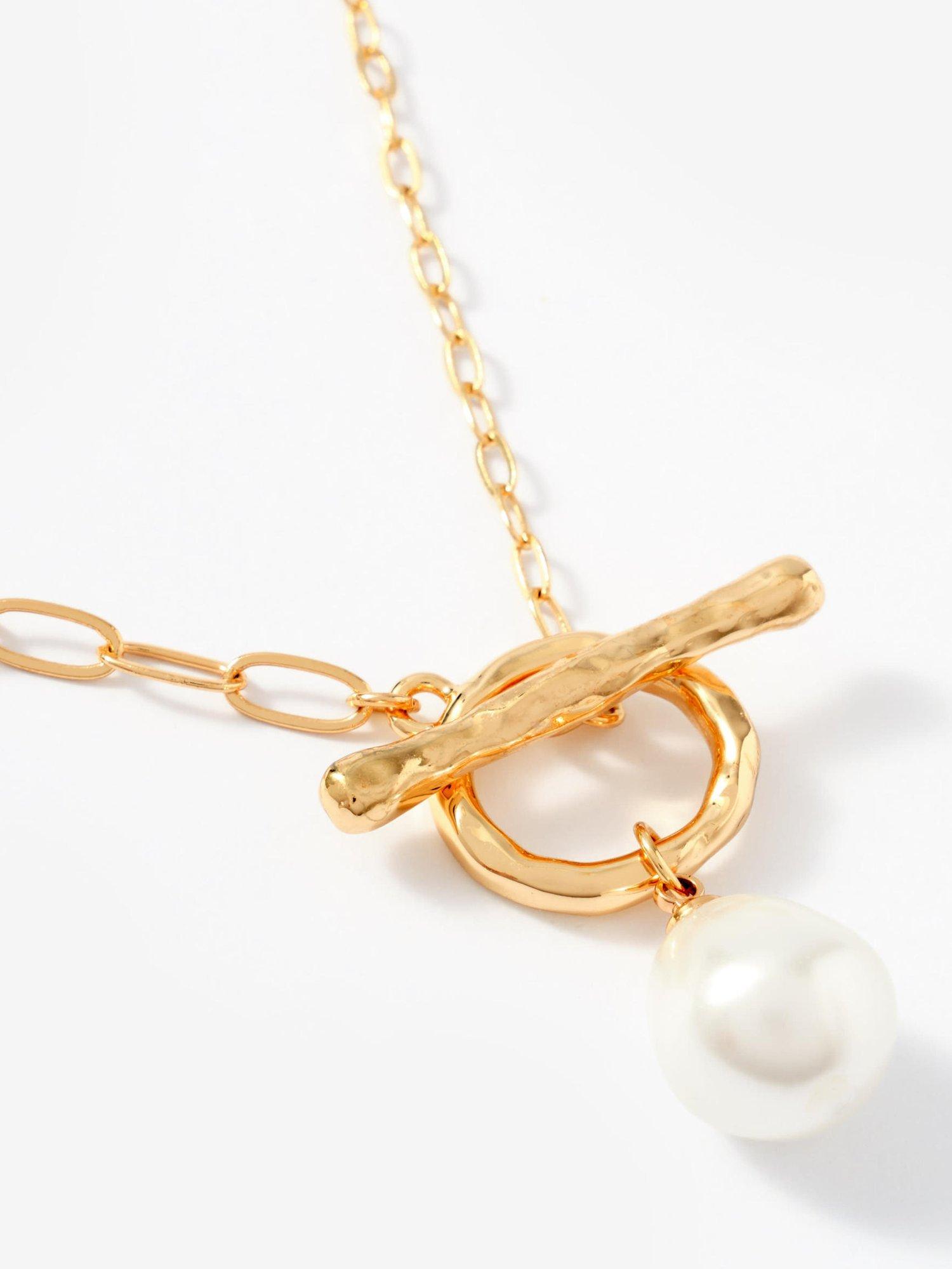 Mint Velvet pearl drop lariat necklace 86cm, imported from the UK