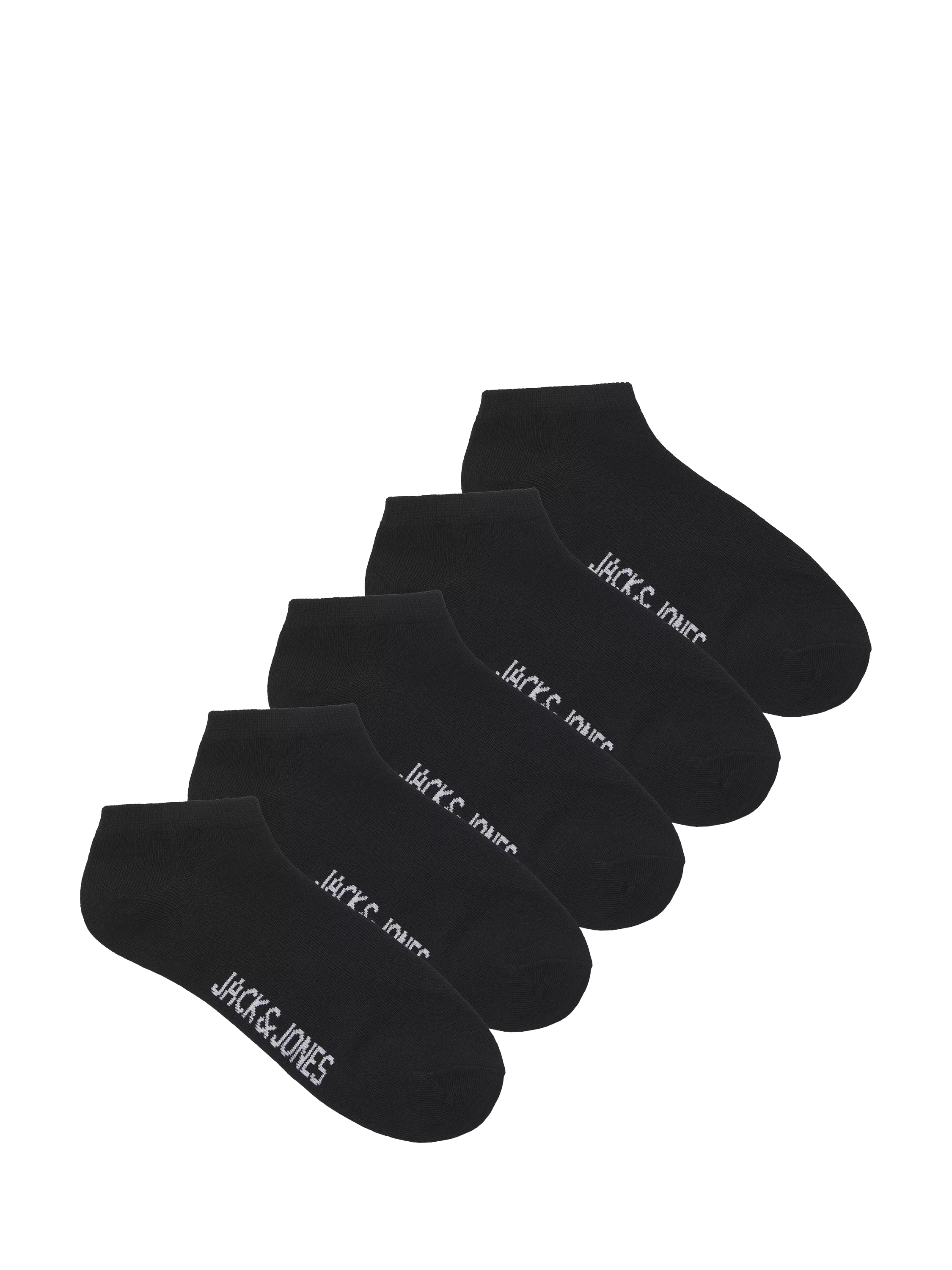 Jack & Jones kids trainer socks pack of 5 black, imported from the UK