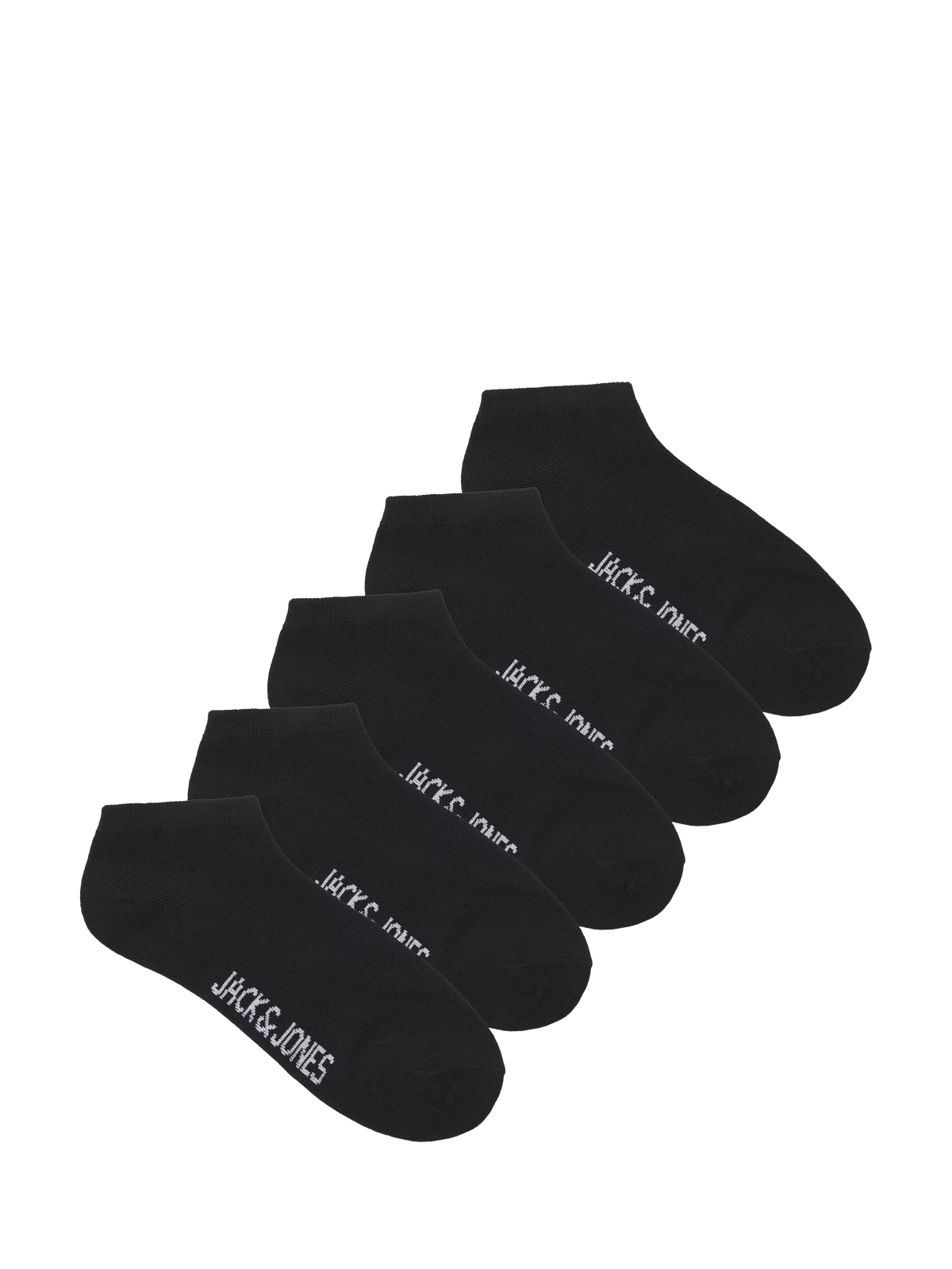 Jack & Jones kids trainer socks pack of 5 black, imported from the UK