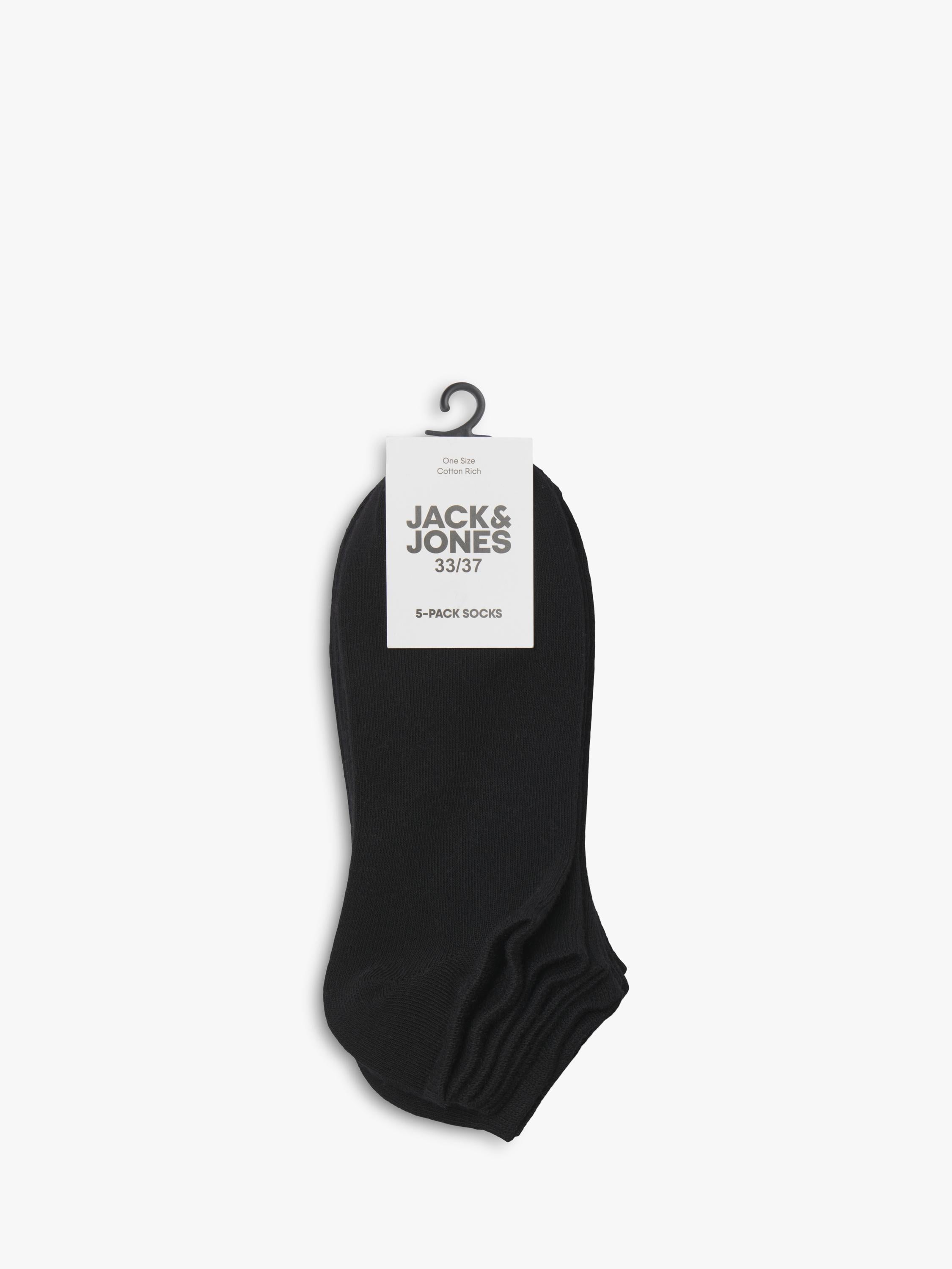 Jack & Jones kids trainer socks pack of 5 black, imported from the UK