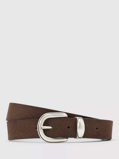 John Lewis Reiss Jonny Suede Western Belt Chocolate Brown- Buy online at McGrocer