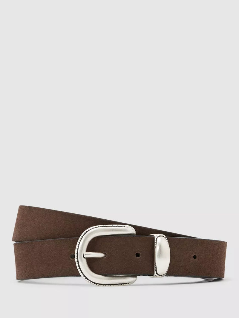 Reiss suede western belt chocolate brown, imported from the UK