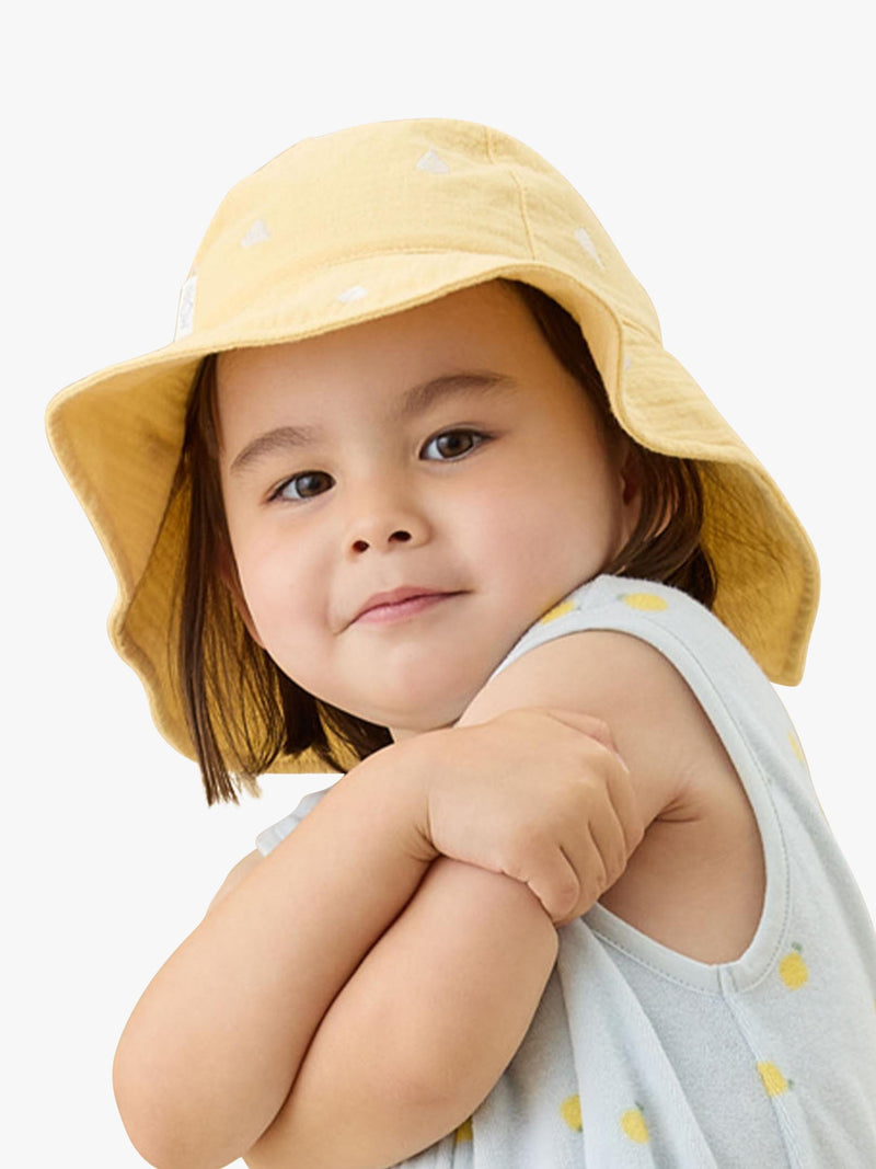 MORI baby floppy hat yellow lemon print organic cotton (British brand)