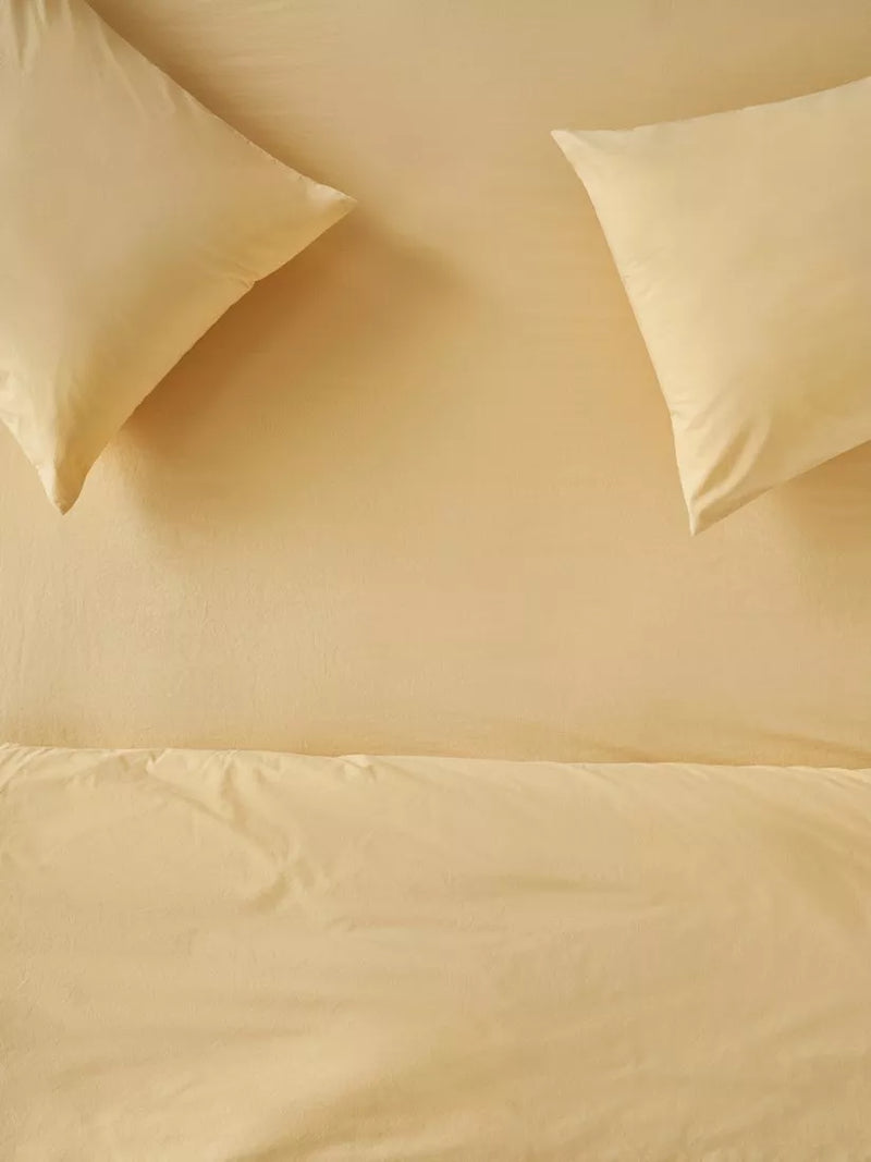 Piglet in Bed Washed Cotton Percale Fitted Sheet, Butter Yellow, Single