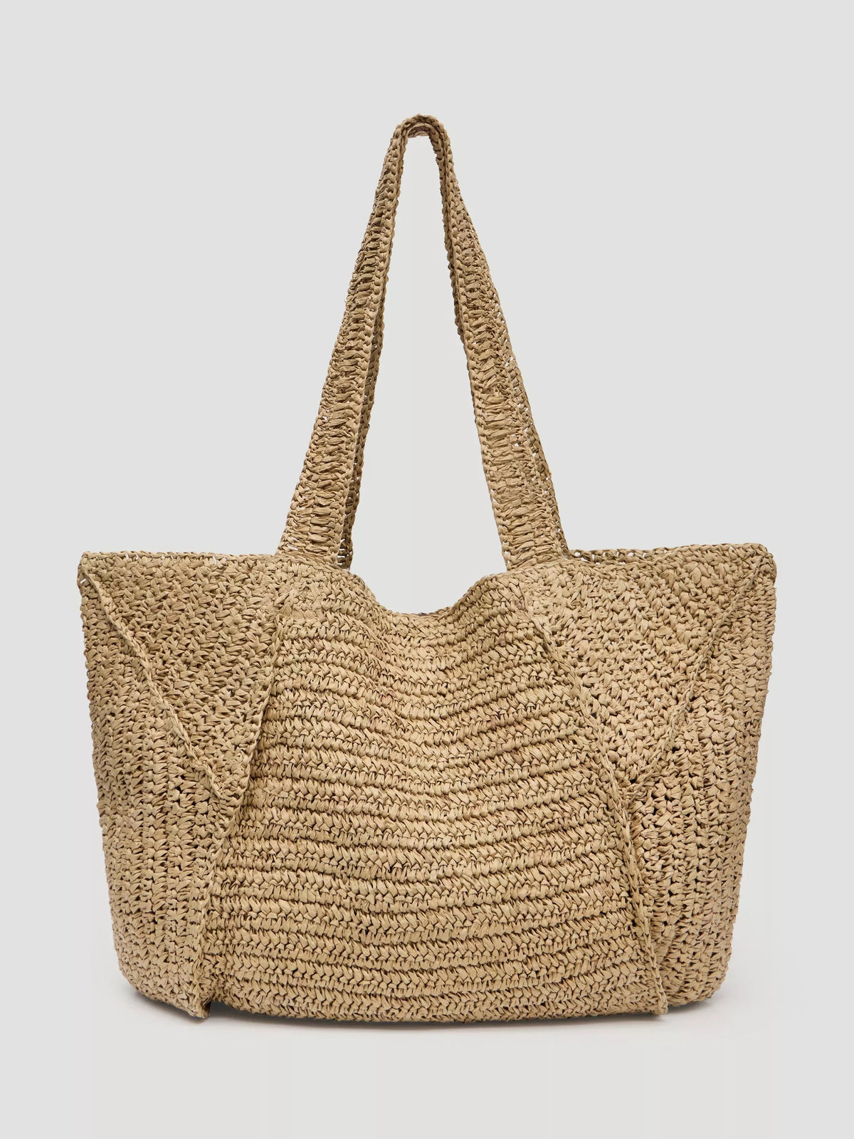 HUSH Aster Raffia Panel Tote Bag Natural, imported from the UK