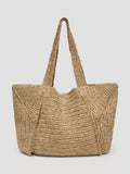 HUSH Aster Raffia Panel Tote Bag Natural, imported from the UK