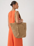 HUSH Aster Raffia Panel Tote Bag Natural, imported from the UK