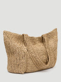 HUSH Aster Raffia Panel Tote Bag Natural, imported from the UK
