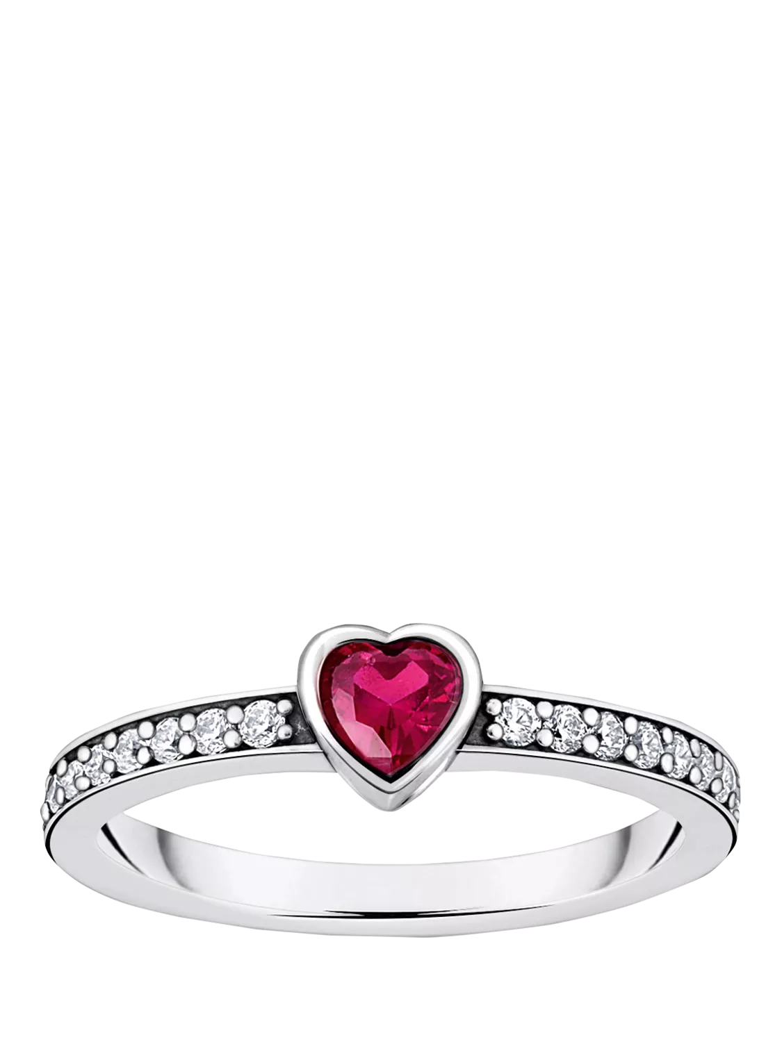 THOMAS SABO crystal heart ring silver red 5mm, imported from the UK