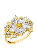 Thomas Sabo Crystal Flower gold cocktail ring, imported from the UK