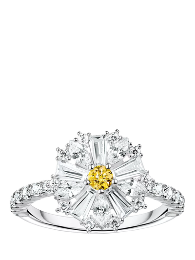 John Lewis THOMAS SABO Crystal Daisy Cocktail Ring, Silver- Buy online at McGrocer