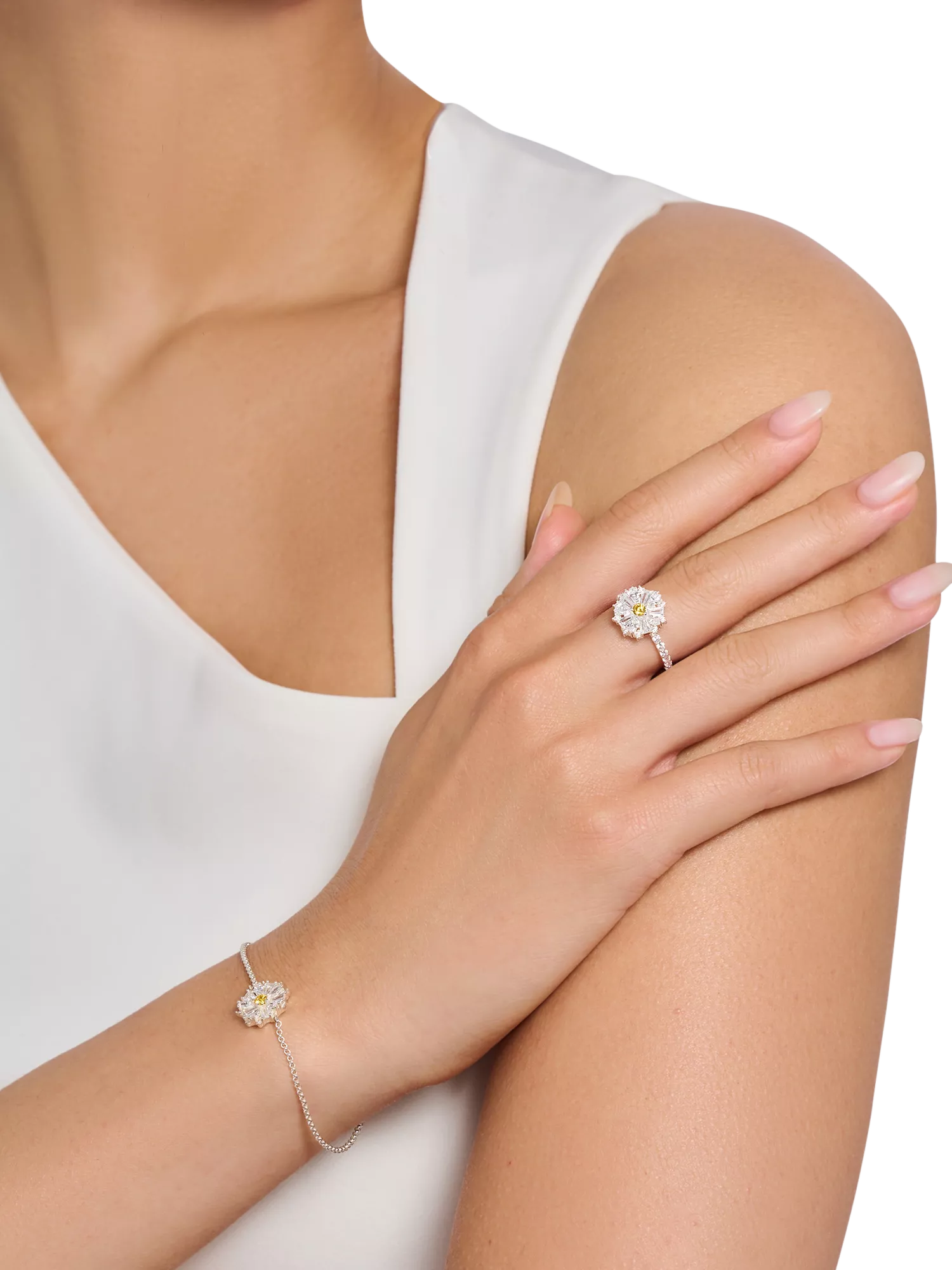 THOMAS SABO daisy cocktail ring silver cubic zirconia, imported from the UK