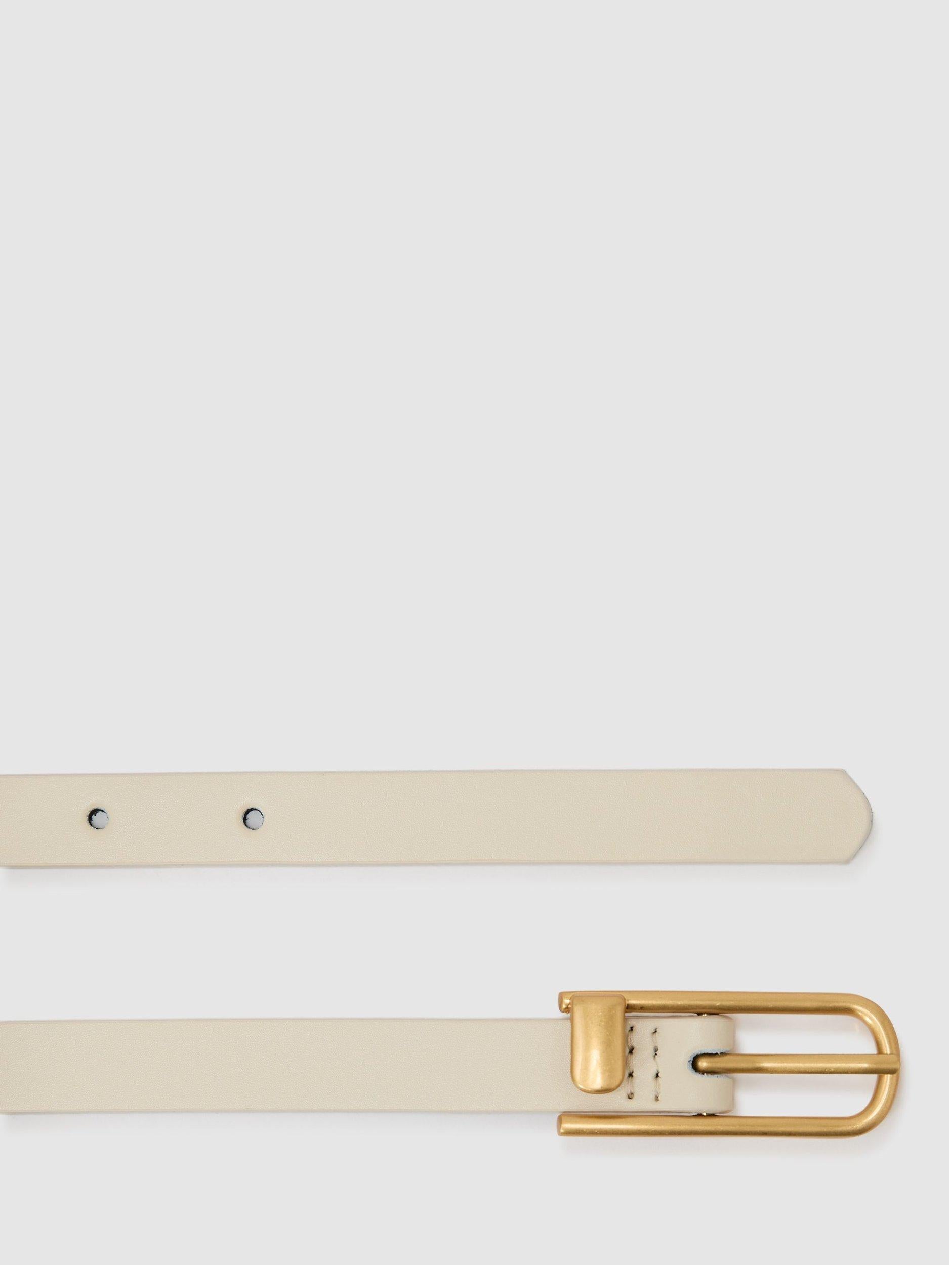 Reiss Iris Mini leather belt Stone 71cm, UK version