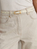 Reiss Iris Mini leather belt Stone 71cm, UK version