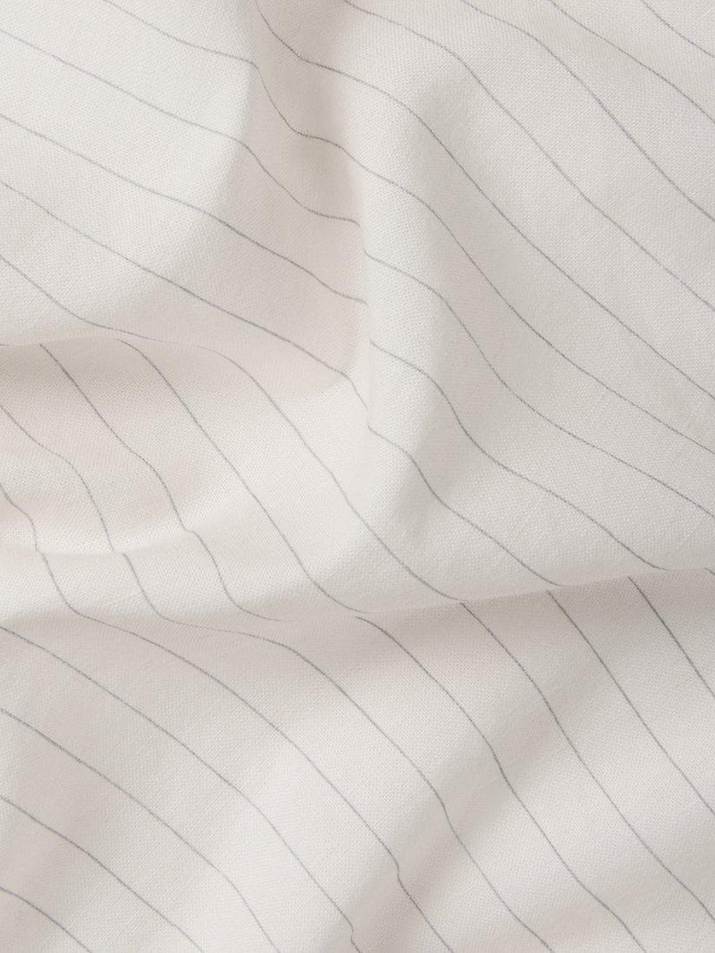 Piglet in Bed Folks linen-cotton stripe fitted sheet dusk blue - British product