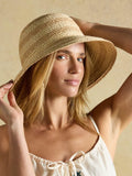 Joules stripe raffia cloche hat neutral - British product