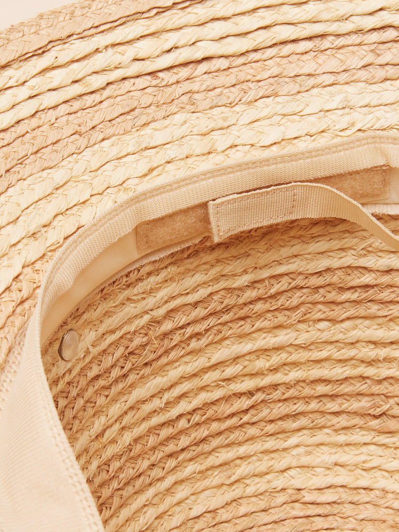 Joules stripe raffia cloche hat neutral - British product