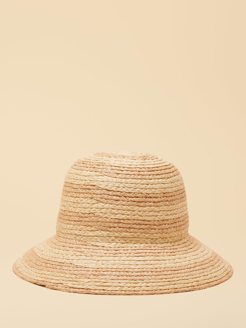 Joules stripe raffia cloche hat neutral - British product