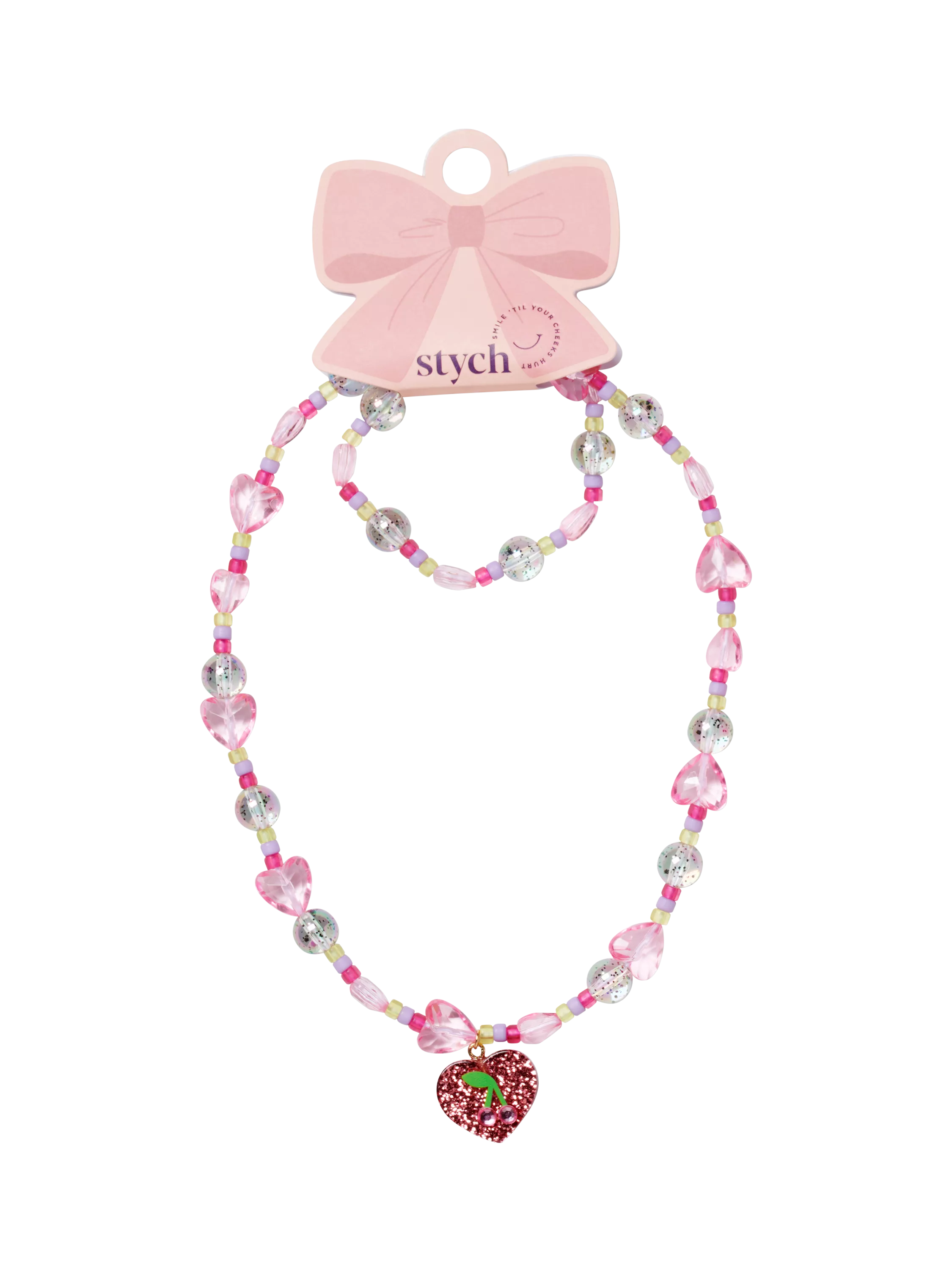 Stych kids beaded heart necklace and bracelet set - British product