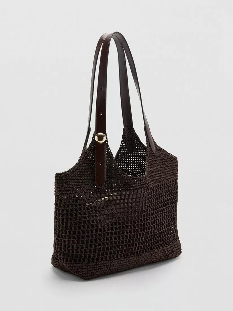 Mango woven tote bag adjustable shoulder strap, imported from the UK