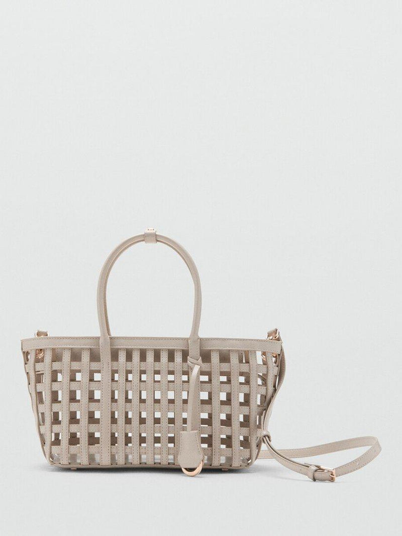 Mango woven basket tote off white - British product