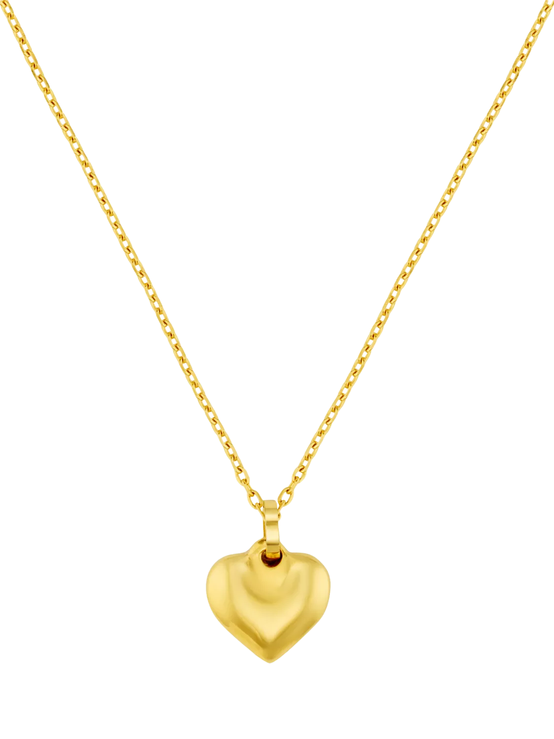 Orelia Waterproof LUXE Domed Heart Necklace, Pale Gold
