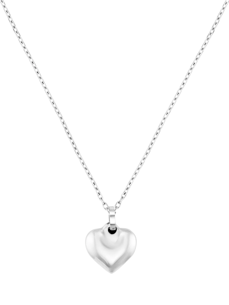 Orelia Waterproof LUXE Domed Heart Necklace, Silver
