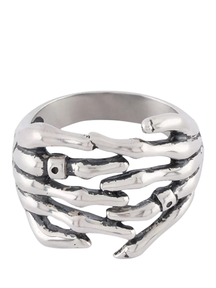 Serge DeNimes sterling silver skeleton hands cocktail ring - British product