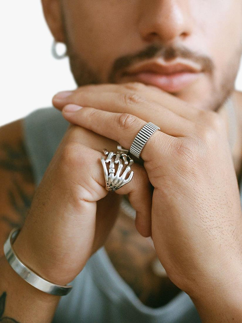 Serge DeNimes sterling silver skeleton hands cocktail ring - British product