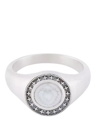 John Lewis Serge DeNimes Sterling Silver Ambrose Ring with Sacred Heart Motif - 18mm Diameter- Buy online at McGrocer