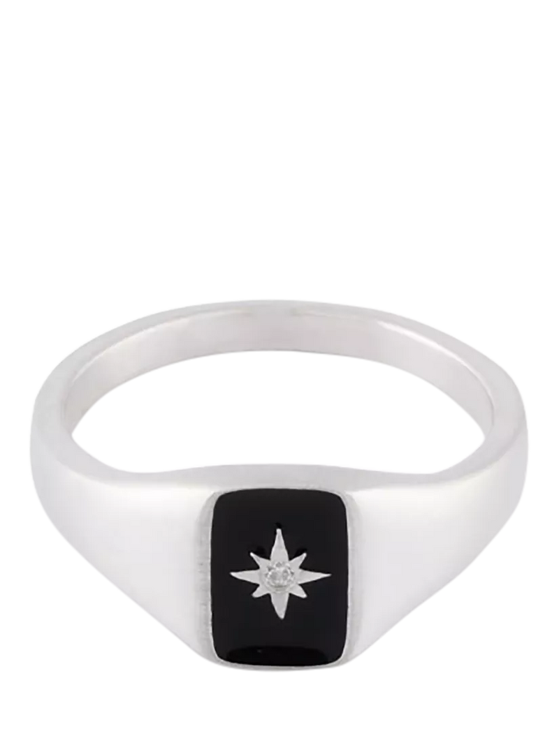 Serge DeNimes Abyssal ring sterling silver black enamel cubic zirconia, UK version