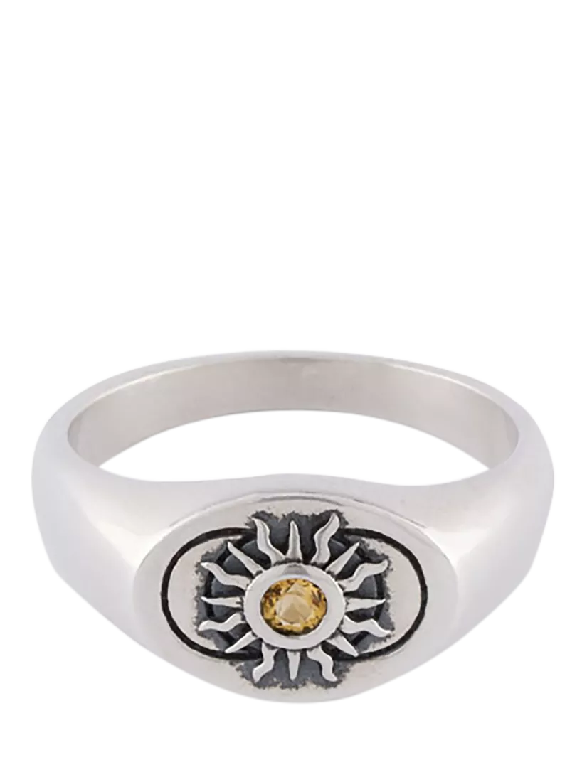 Serge DeNimes Helios Ring oval signet ring sterling silver citrine (British brand)