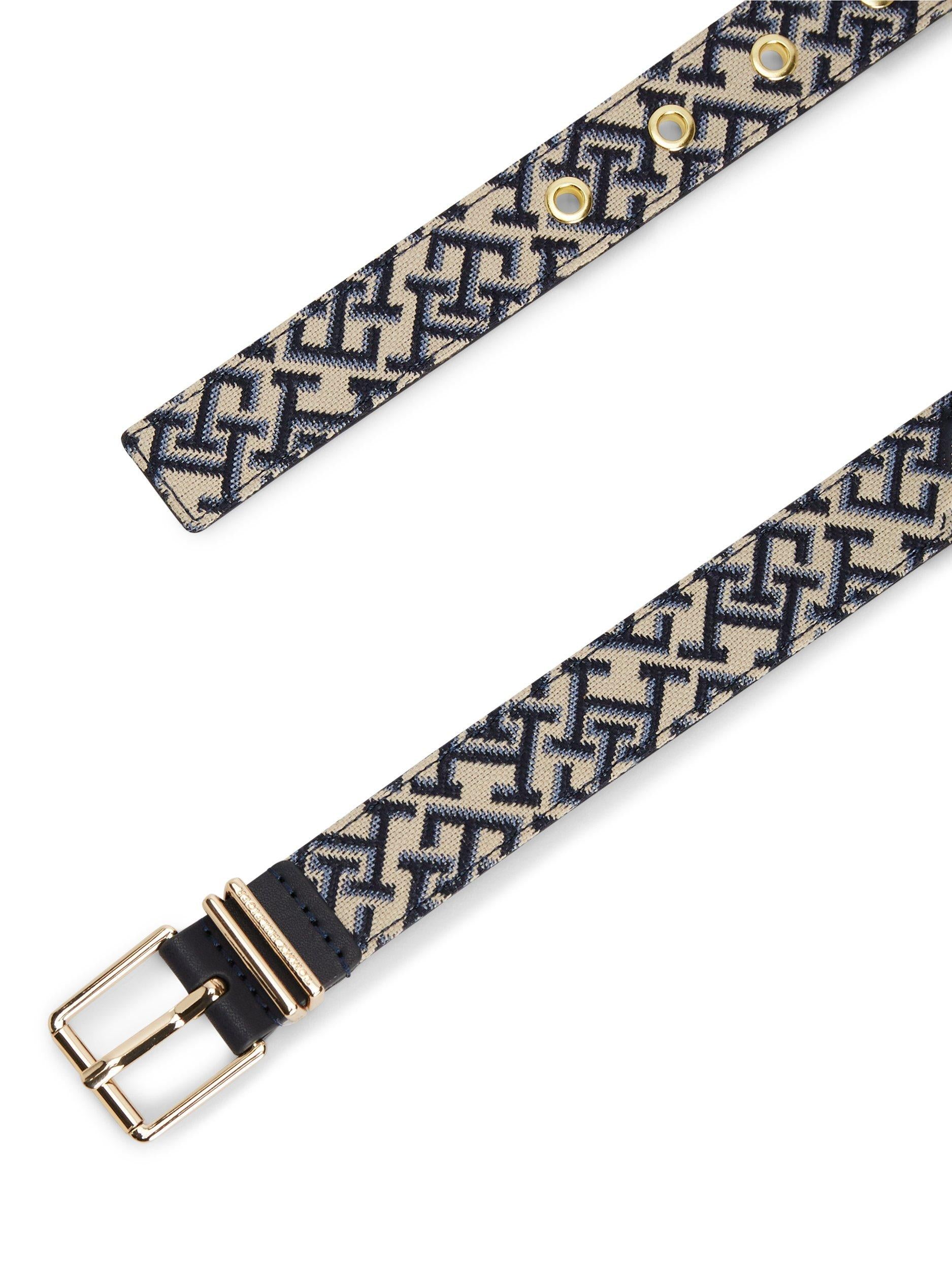 Tommy Hilfiger jacquard belt blue multi square buckle - British product