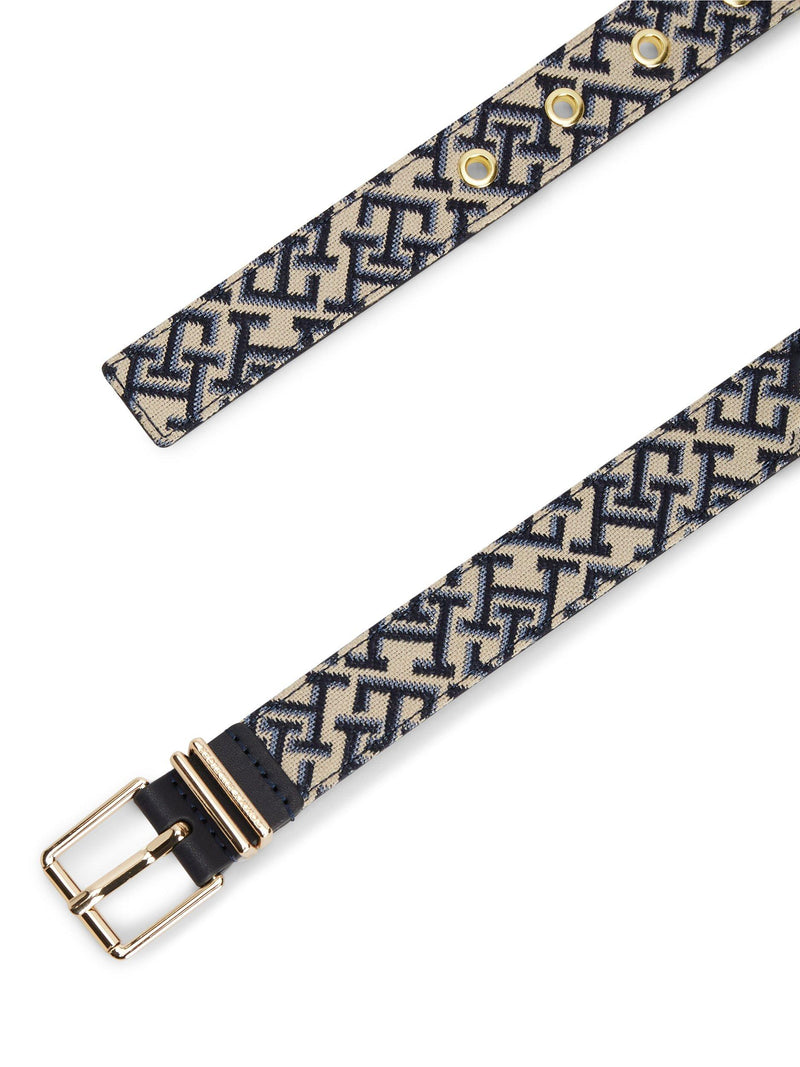 Tommy Hilfiger jacquard belt blue multi square buckle - British product