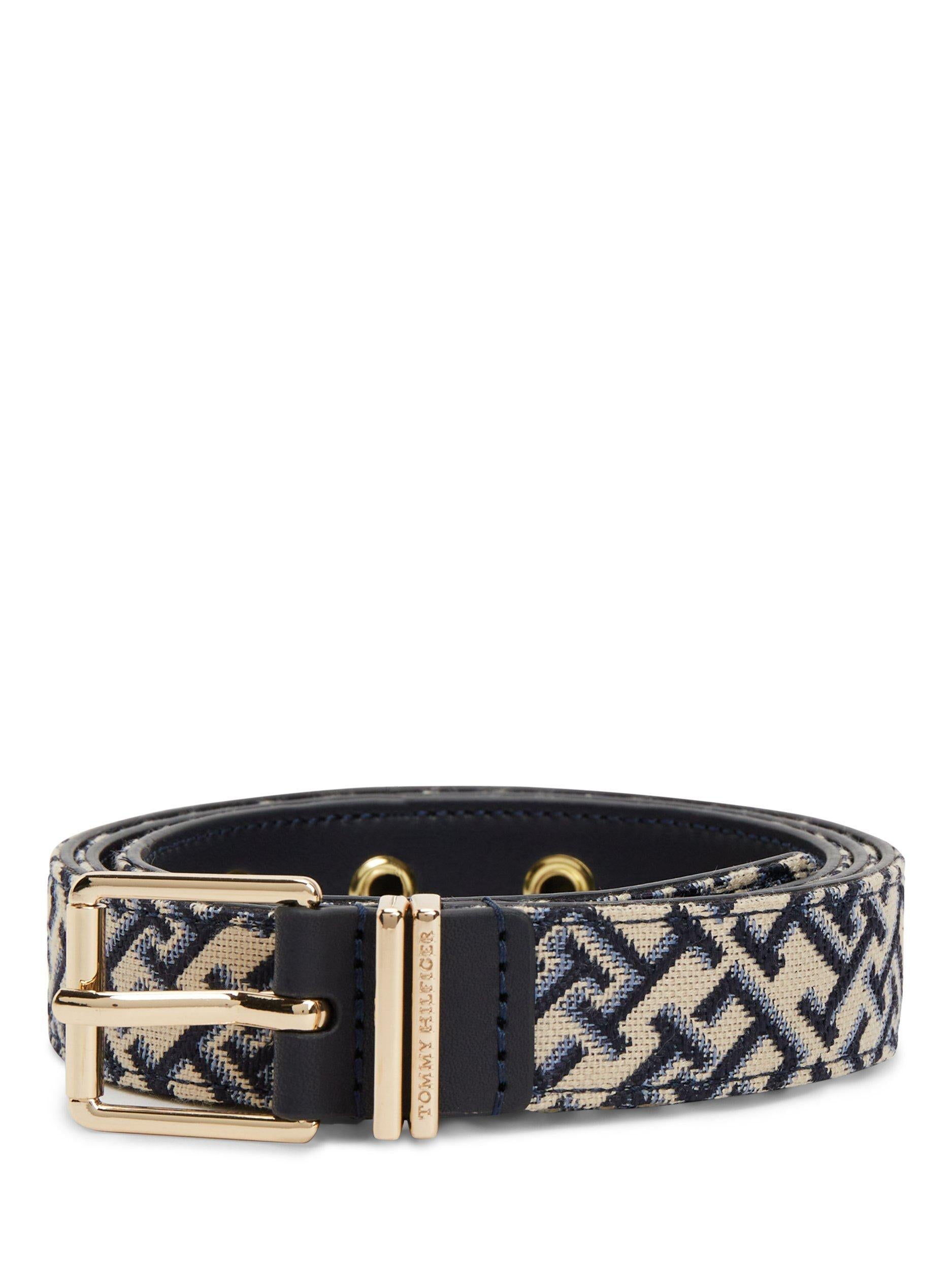 Tommy Hilfiger jacquard belt blue multi square buckle - British product