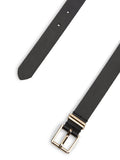 Tommy Hilfiger black leather belt with square buckle, imported from the UK