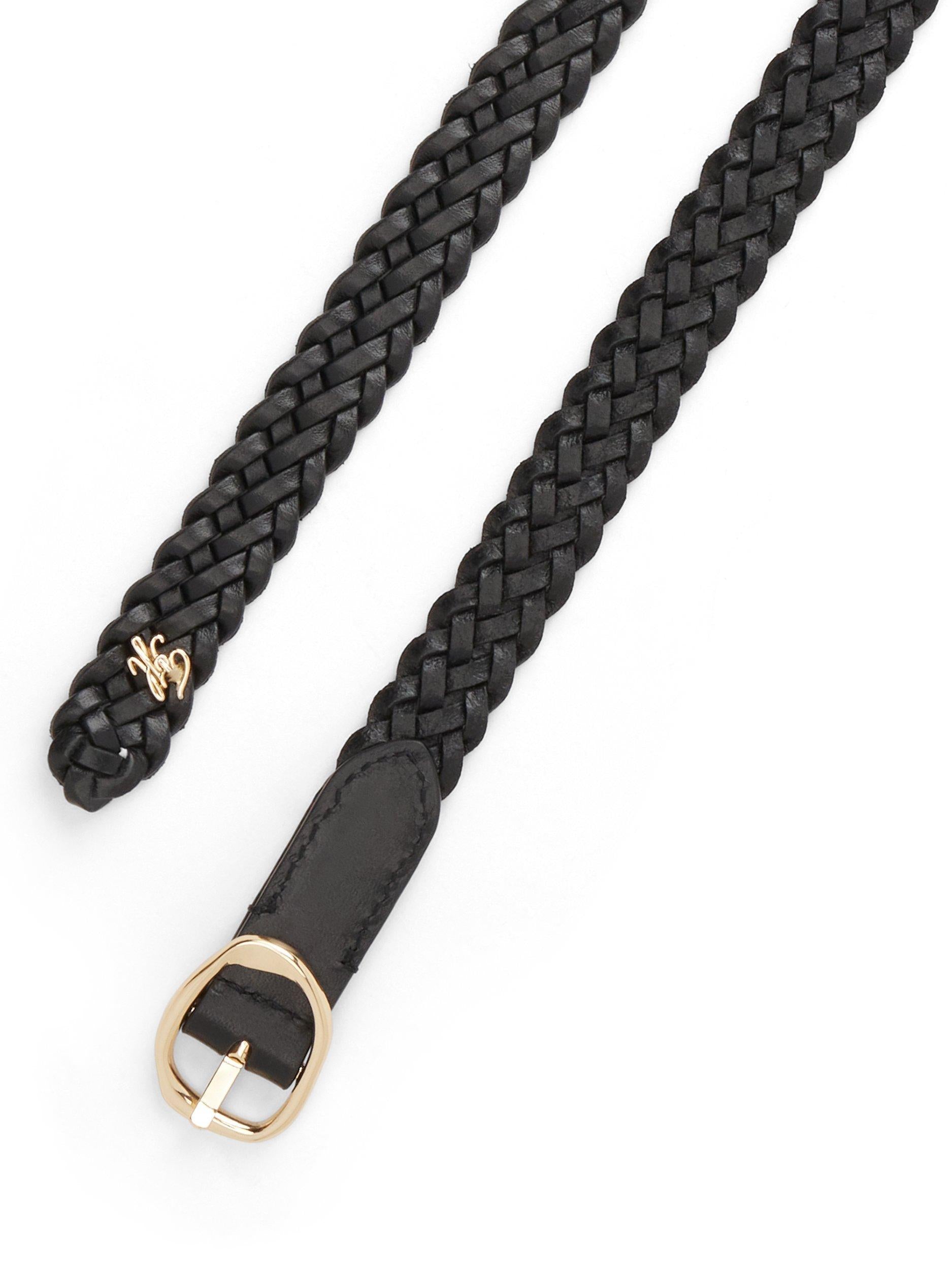 Tommy Hilfiger black braided leather belt sculpted buckle (British brand)